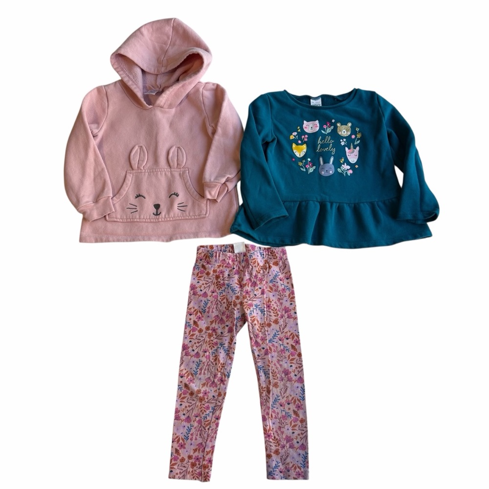 Carters 3 Piece Bunny Hoodie , Sweater And Leggings Size 2T